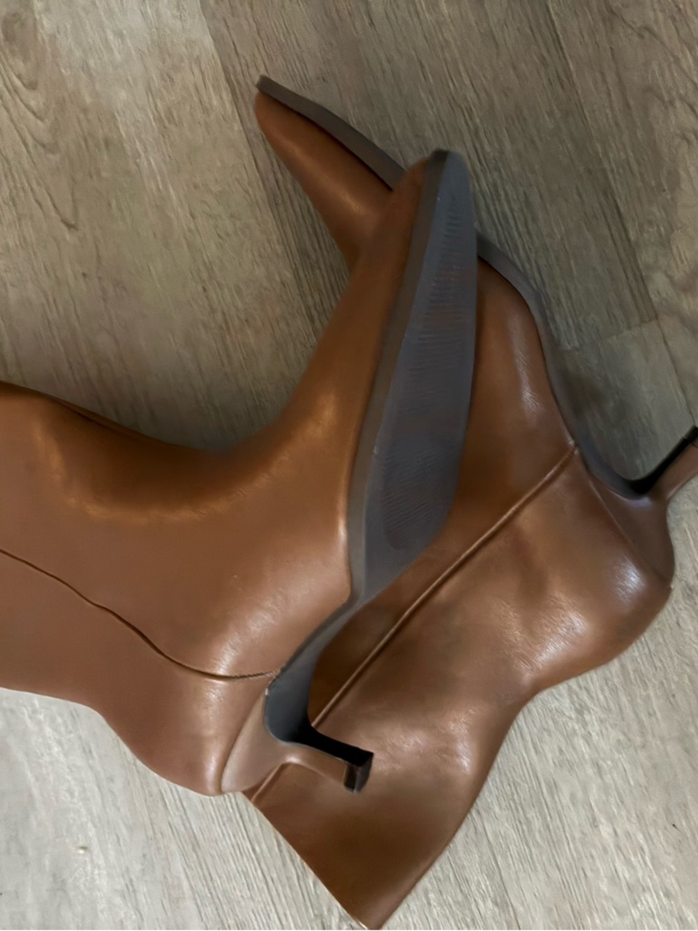 Women's Brown Leather Pointed-Toe Heeled Boots